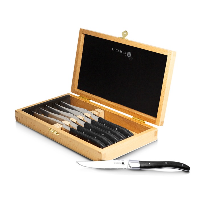 Комплект кухненски ножове Berlinger Haus BH 2469, Дръжка естествено дърво