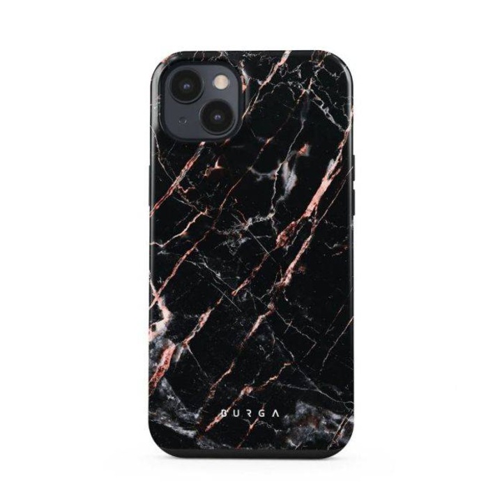 Husa Burga Dual Layer Rose Gold Marble compatibila cu iPhone 14