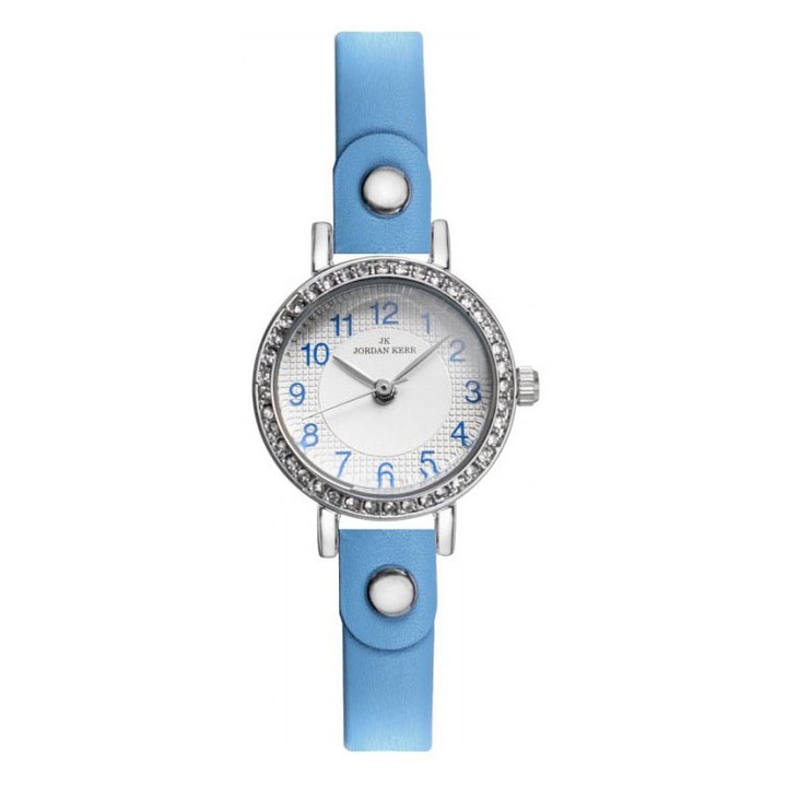 Ceas analog Jordan Kerr, NZK84A/3, piele/metal, Albastru/Argint