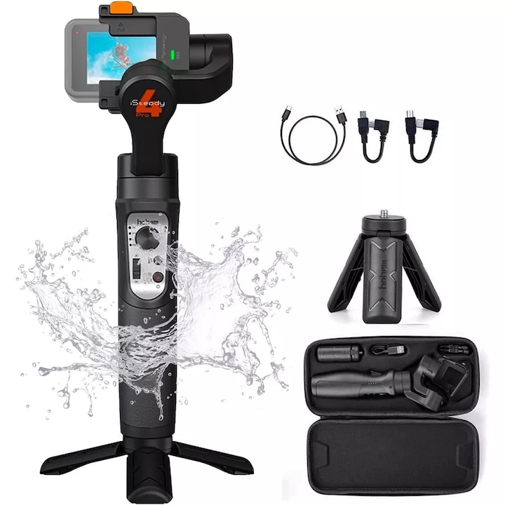 Hohem Isteady Pro4 gimbal stabilizátor, 3 tengelyes, Gopro Hero 11/10/9/8, fekete