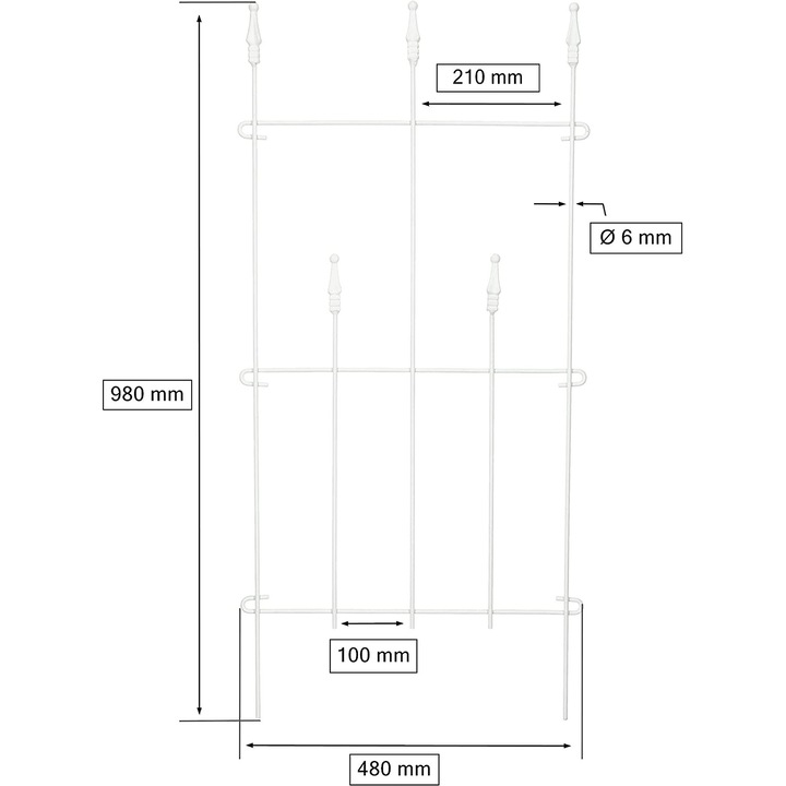 Gard Decorativ de Sarma 6 mm, Kotarbau, 48 cm, Otel, Alb