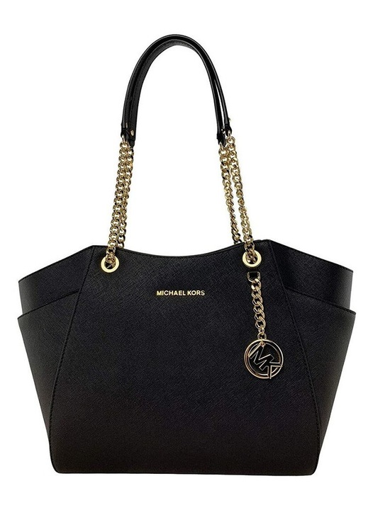 Geanta shopper din piele, Michael Kors, Jet Set, neagra, 40 x 24 x 12 cm