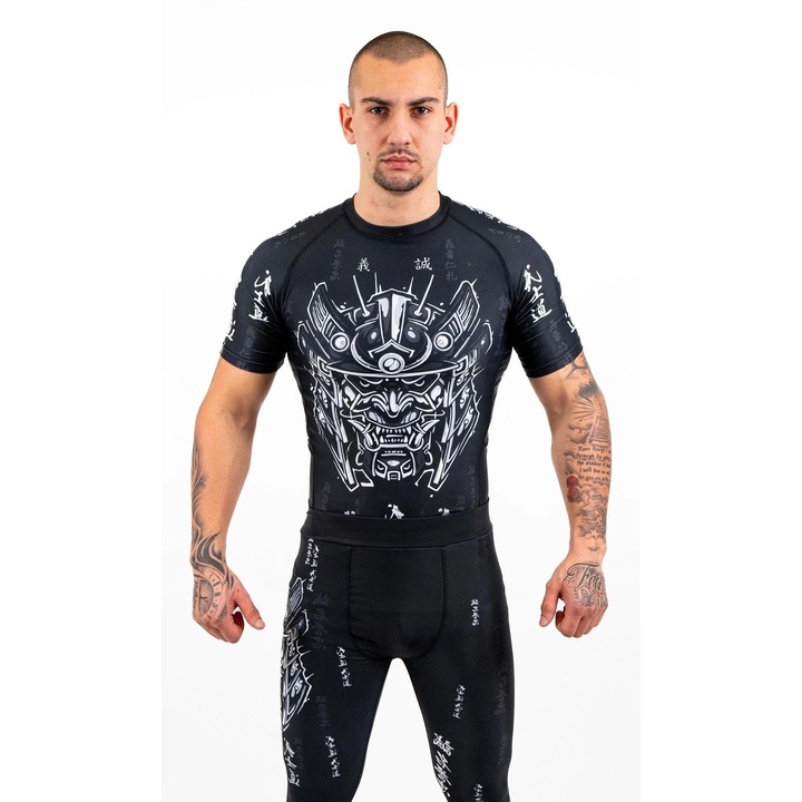 Rash Guard Knockout Samurai, Alb/Negru