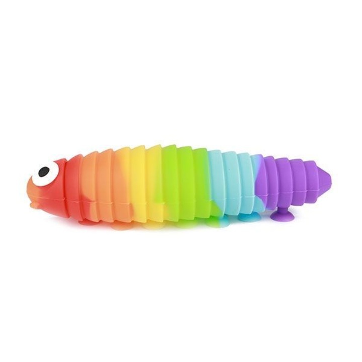 Jucarie antistres TToys cu ventuze Rainbow fidget Squido Slug 18 cm