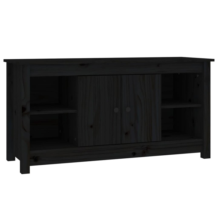 vidaXL fekete tömör fenyőfa TV-szekrény 103 x 36,5 x 52 cm 814578