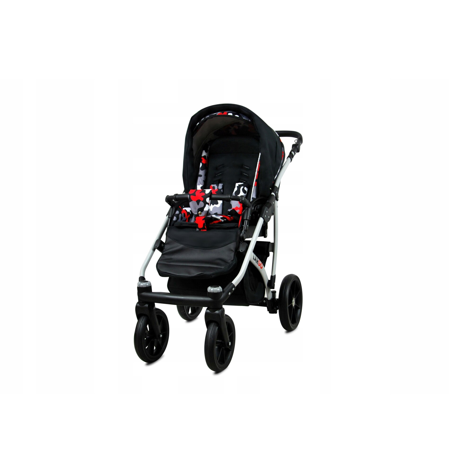 BabyLux Количка 4 в 1 Largo Black Moro с реверсивна дълбока алуминиева ...