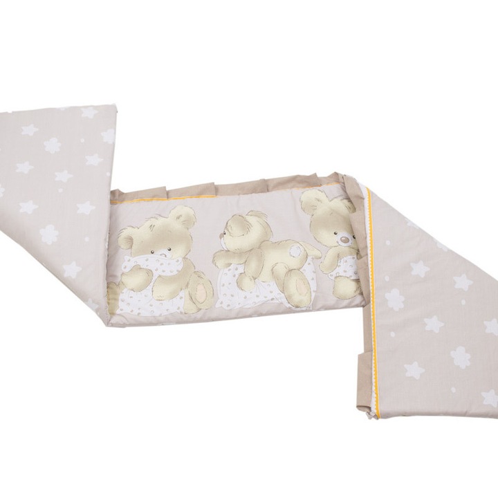 Védők, Babyneeds, kiságyhoz 120x60 cm, Antiallergén töltettel, Mérete 180 x 32 cm, Teddy Hug Maro M1