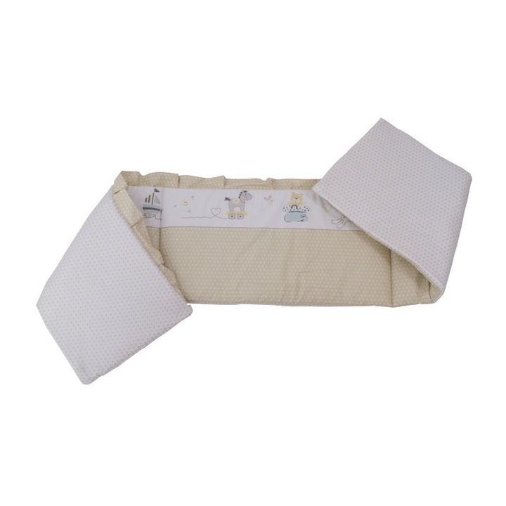 Védők, Babyneeds, kiságyhoz 120x60 cm, Antiallergén töltettel, Mérete 180 x 32 cm, Teddy Play Bej M2