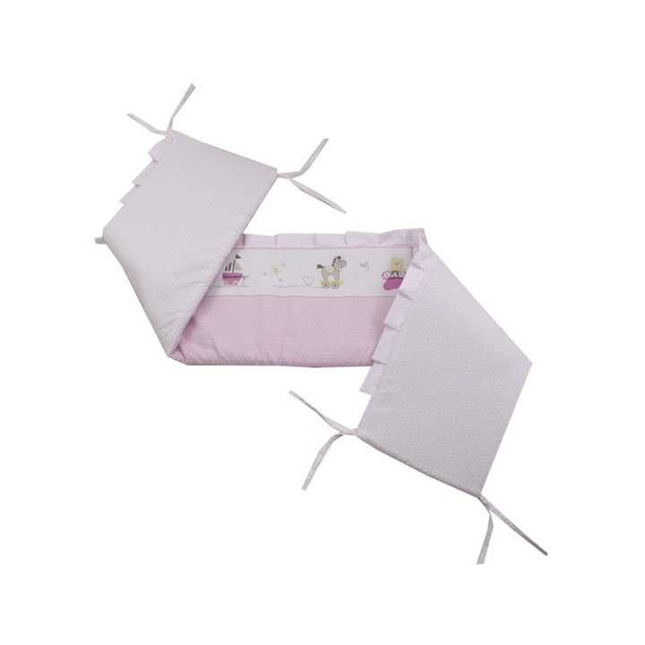 Védők, Babyneeds, kiságyhoz 120x60 cm, Antiallergén töltettel, Mérete 180 x 32 cm, Teddy Play Pink M2
