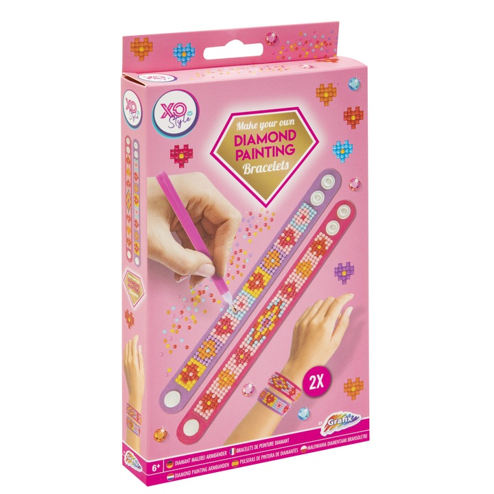 Диамантен Комплект Гривни DiamantArt, Направи Cи Cам, Розова Лилава, Кръгли Мъниста