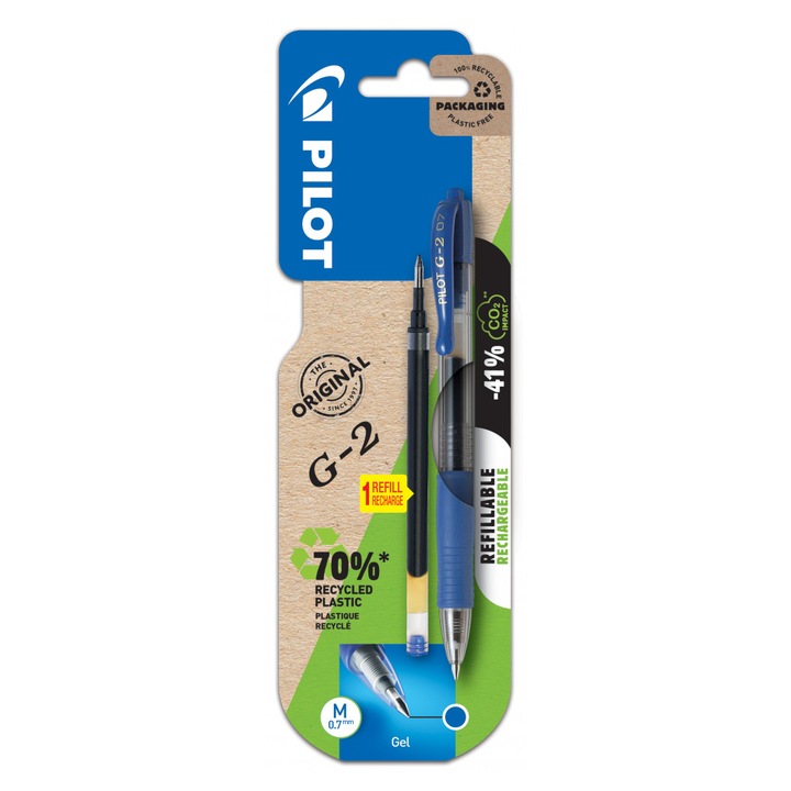 Pix cu gel, PILOT, G-2, 0.32 mm, Albastru