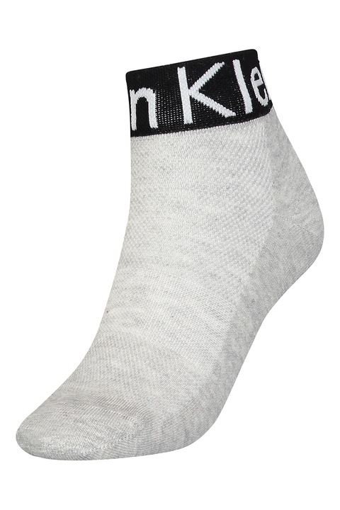 CALVIN KLEIN, Къси чорапи с лого - 1 чифт, Светлосив меланж/Черен, One Size