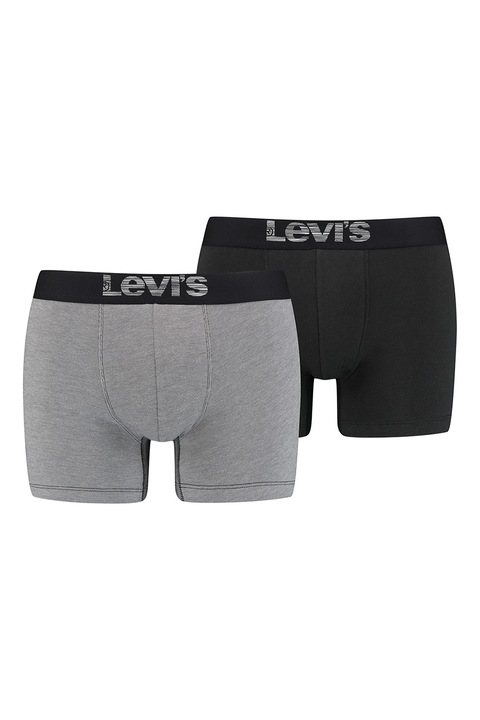 Levi's, Set de boxeri din amestec de bumbac organic - 2 perechi, Negru/Gri