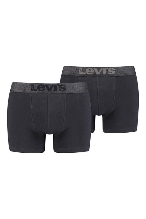 Levi's, Set de boxeri din amestec de bumbac organic - 2 perechi, Negru, Bleumarin, XL
