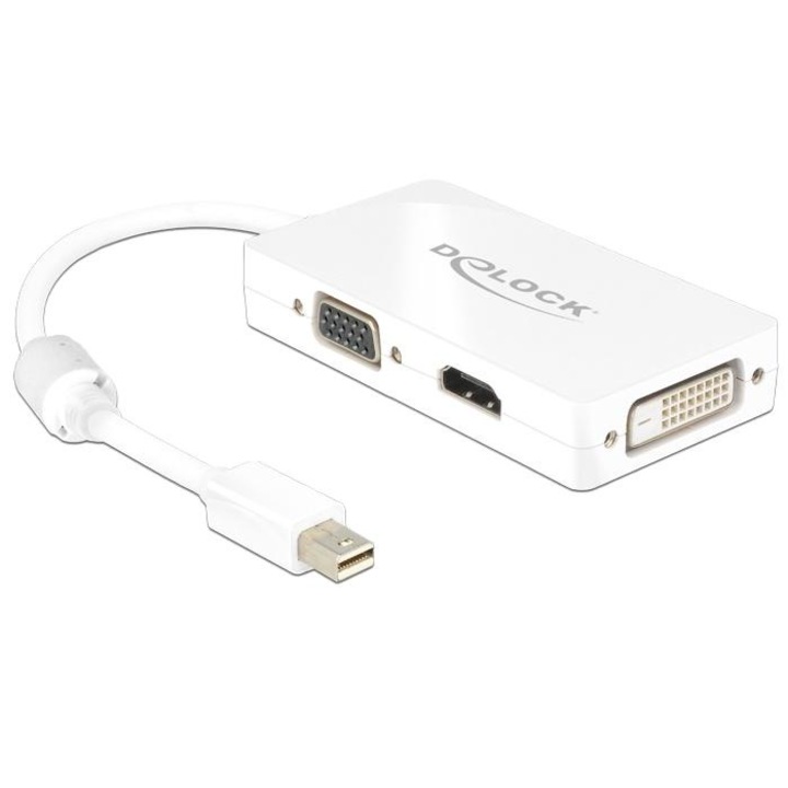 Adaptor, DeLock, mini Displayport, VGA/HDMI/DVI-D (Dual Link), Alb