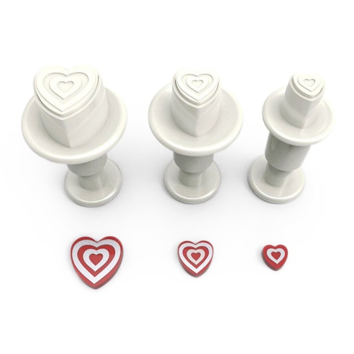Set 3 decupatoare fondant inimi S/M/L, Dekofee