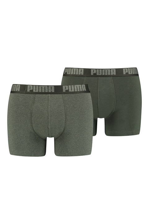Puma, Set de boxeri cu banda cu logo in talie - 2 perechi, Kaki