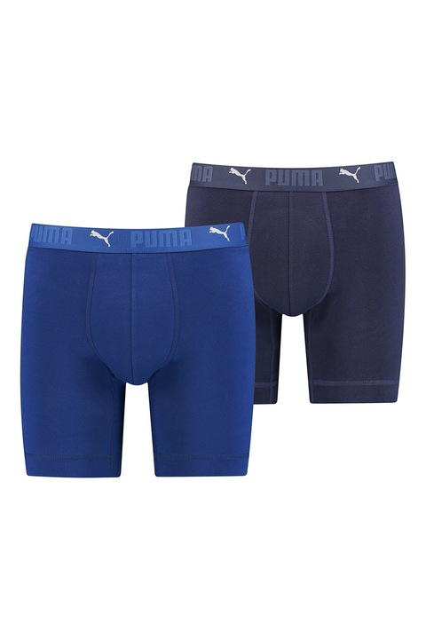 Puma, Set de boxeri din amestec de bumbac organic cu logo - 2 perechi, Albastru royal/Bleumarin