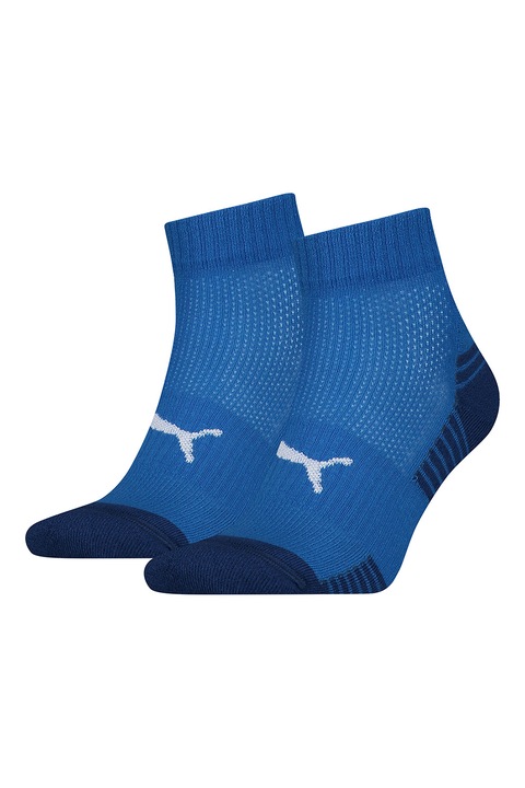 Puma, Set de sosete unisex scurte cu logo - 2 perechi, Albastru royal, 35-38
