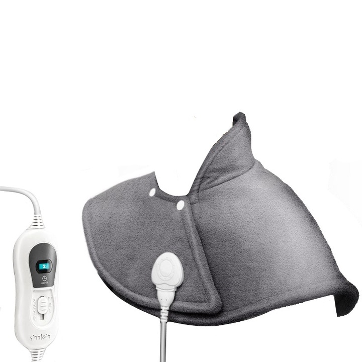 Incalzitor electric pentru gat si umeri, 100 W, 3 trepte de caldura, functie de oprire automata, protectie supraincalzire, gri