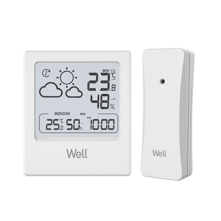 Statie meteo digitala, senzor wireless, raza 100 m, temperatura interior/exterior, 81x28x93 mm