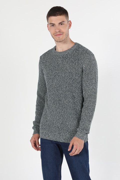 COLIN'S, Pulover uni cu decolteu rotund, Verde inchis