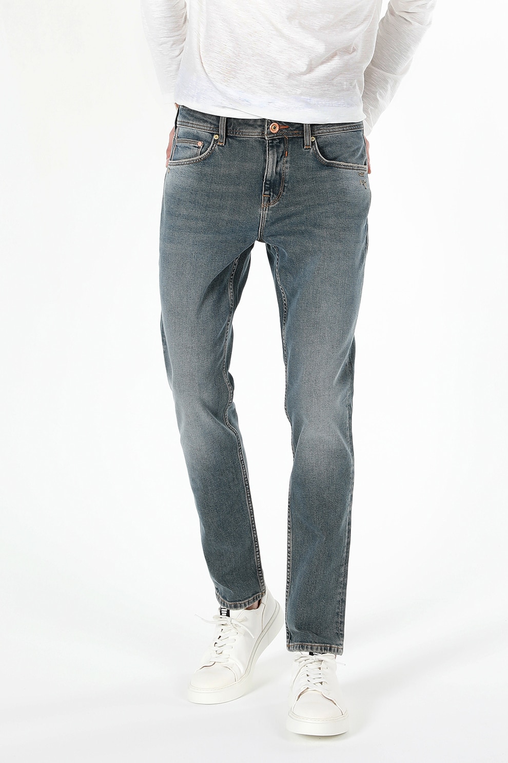 COLIN'S, Blugi drepti cu aspect decolorat, Albastru prafuit, W28-L32