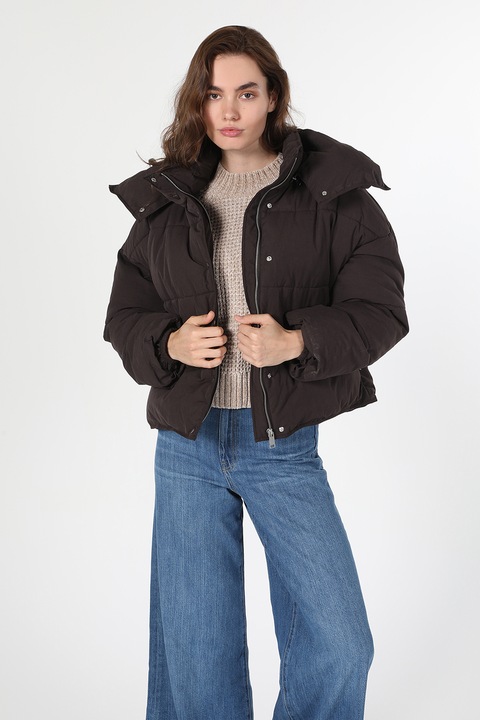 COLIN'S, Bélelt télikabát széles hajtókákkal, Sötétbarna