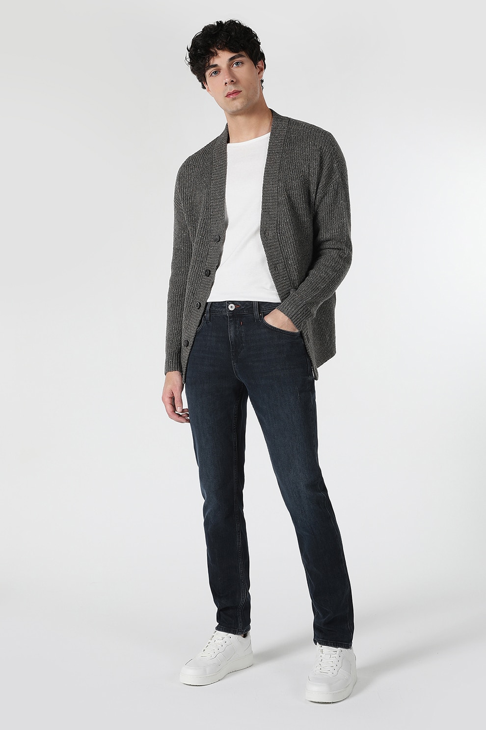 COLIN'S, Blugi slim fit cu aspect decolorat, Albastru marin, W28-L32