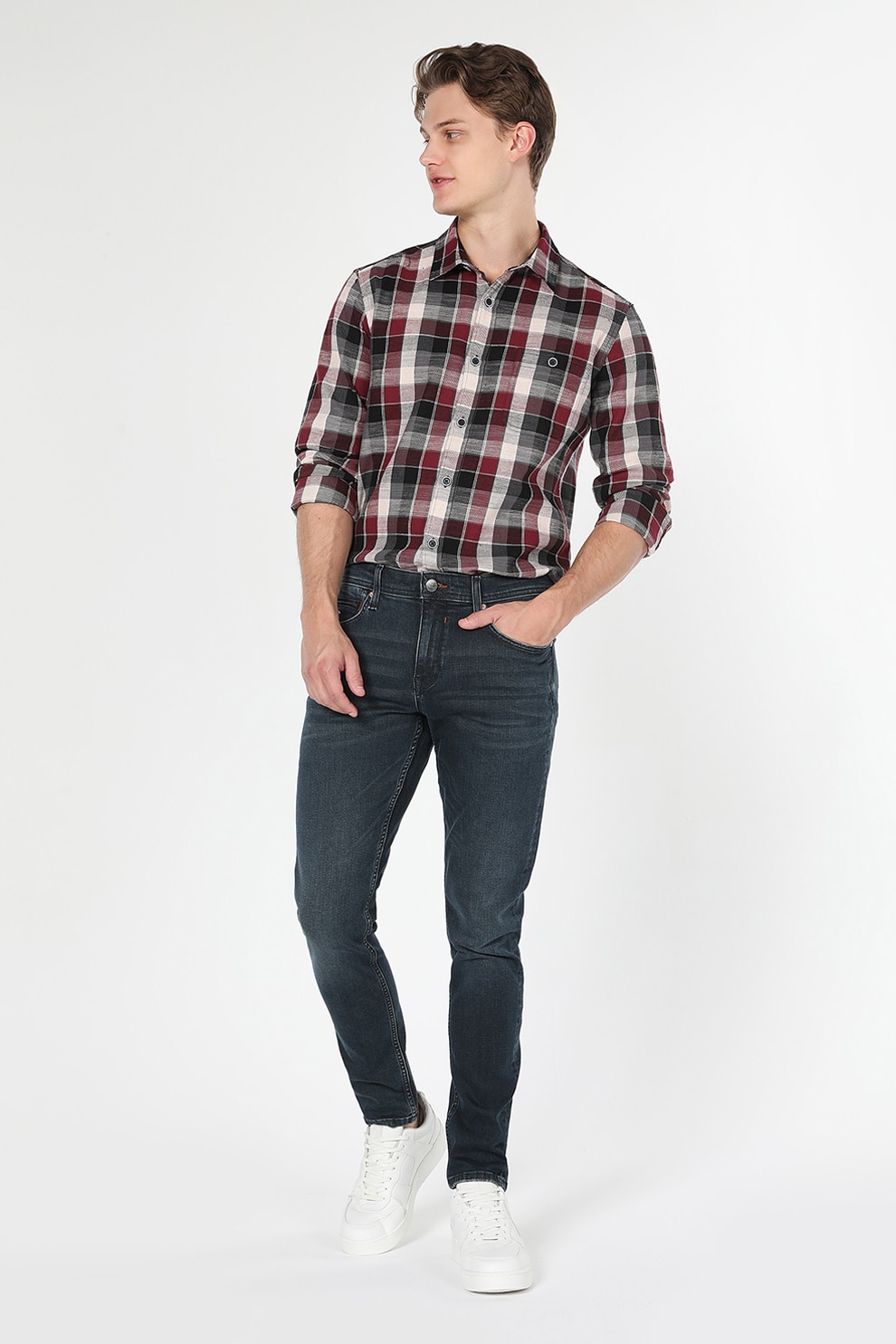 COLIN'S, Blugi slim fit cu talie medie, Albastru inchis, W28-L32