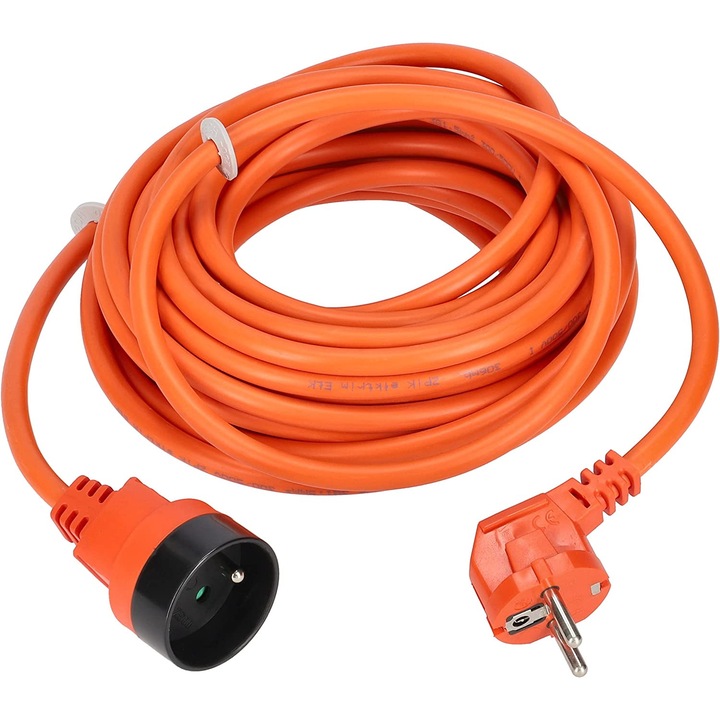 Elektromos kerti hosszabbító kábel földeléssel, Kotarbau, 10 m, csatlakozóval és aljzattal, narancs