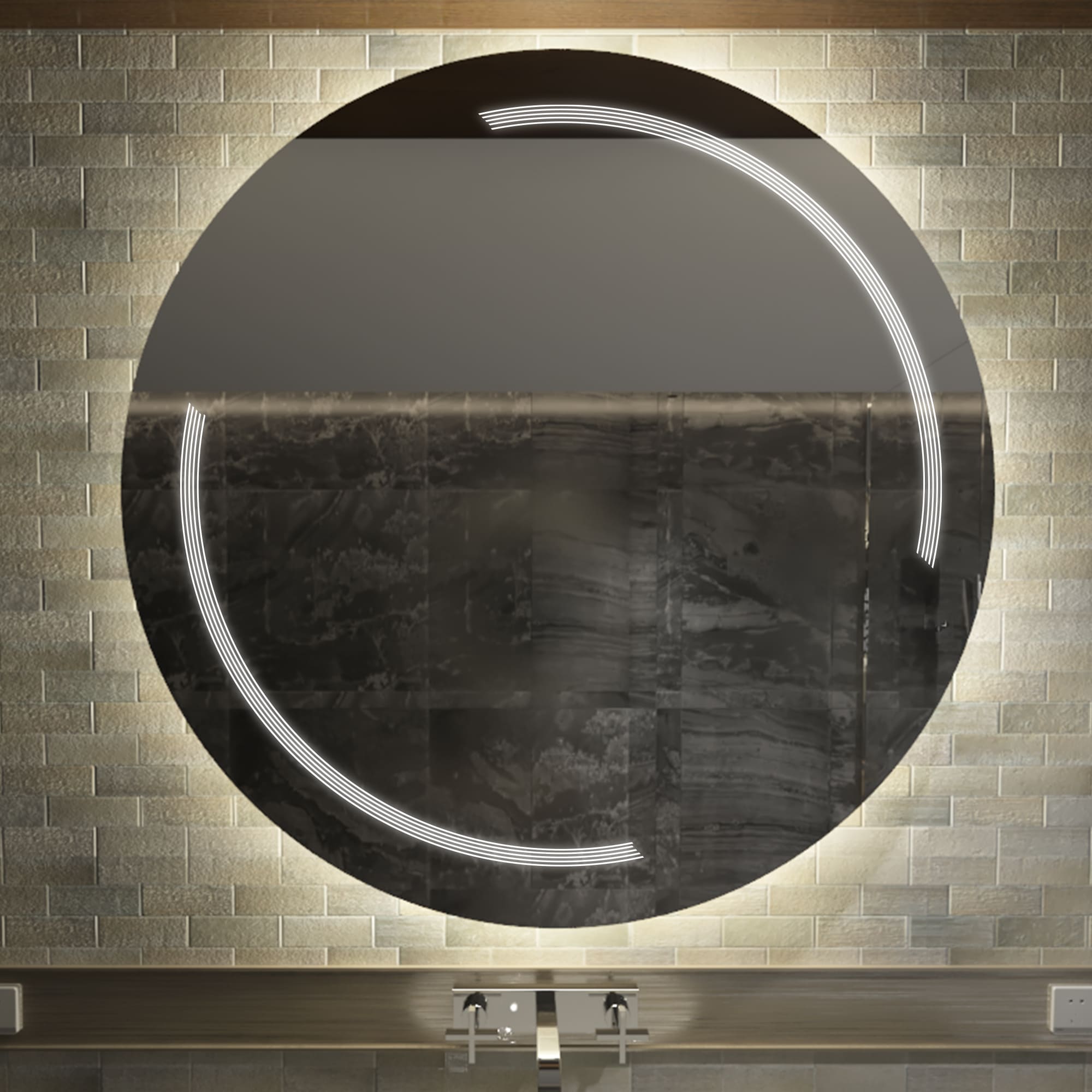 Oglinda LED, rotunda, 100x100 cm, Reflect Minimal Model 2, cu lumina ...
