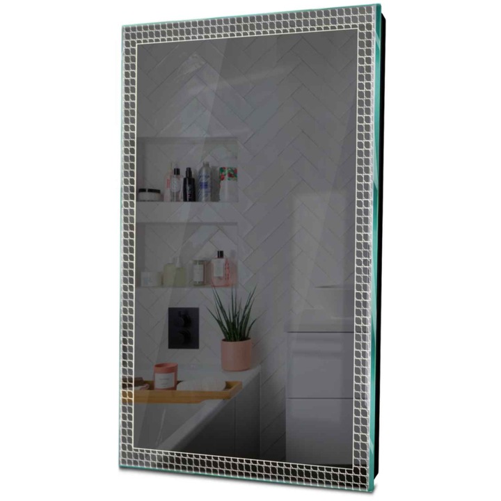 Oгледало Reyze official 3, Вертикално, Без превключвател, Неутрална LED 4000K, 50x50 cm