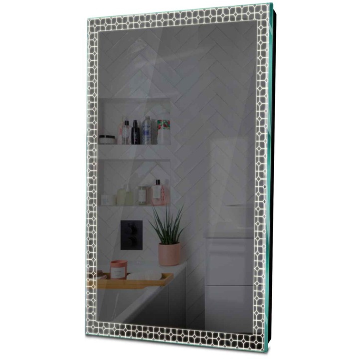 Oгледало Reyze official 2, Вертикално, Без превключвател, Неутрална LED 4000K, 80x80 cm