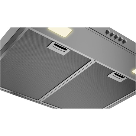 Hota incorporabila decorativa Beko BHCB61622BXH, Putere de absorbtie 253-613 m3/h, 1 motor, Mechanical Control - Push Button, 3 trepte de viteza, Iluminare cu LED, 60 cm, Inox