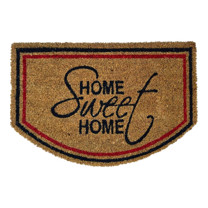 Bejárati szőnyeg, kókuszrost és gumi, Otthoni édes Otthon - félkör - 60x40 cm