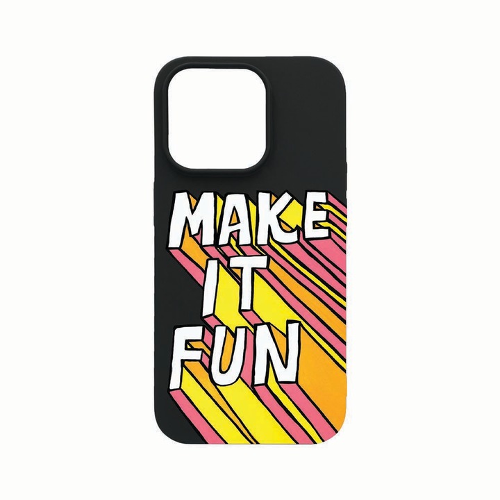 Husa Silicon, Compatibila Cu Apple iPhone 14 Pro, Make It Fun, rezistenta la uzura, Negru B 494