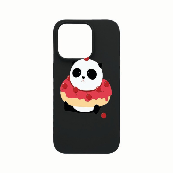 Husa Silicon, Compatibila Cu Apple iPhone 14 Pro Max, Sweet Panda, rezistenta la uzura, Negru B 585