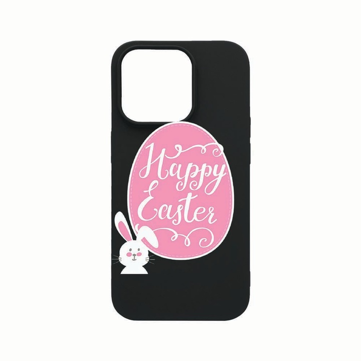Husa Silicon, Compatibila Cu Apple iPhone 14 Pro, Happy Easter, rezistenta la uzura, Negru B 689