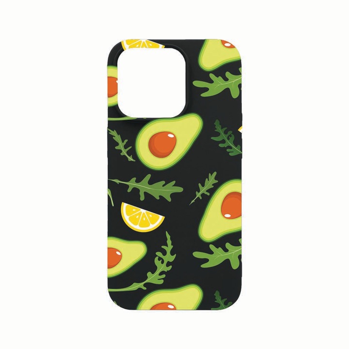 Husa Silicon, Compatibila cu Apple iPhone 14 Pro Max, Avocado, rezistenta la uzura, Negru B 760
