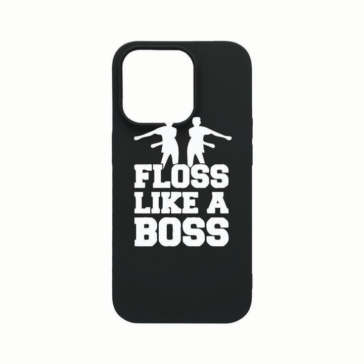Husa Silicon, Compatibila cu Apple iPhone 14 Pro, Floss Like A Boss, rezistenta la uzura, Negru B 765