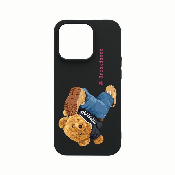 Husa Silicon, Compatibila Cu Apple iPhone 14 Pro, Breakdance - Teddy Bear, Rezistenta la uzura, Negru B 924
