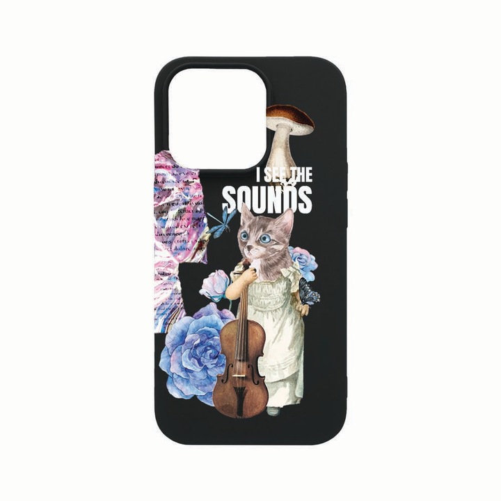 Husa Silicon, Compatibila Cu Apple iPhone 14 Pro, I See The Sounds, Rezistenta la uzura, Negru B 914