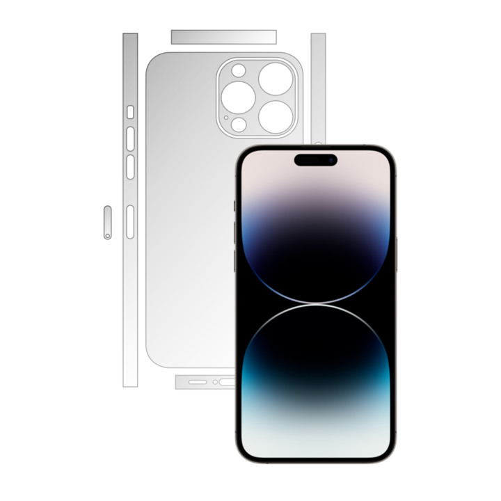 Folie Protectie Spate iSkinz AutoRegeneranta pentru Apple iPhone 14 Pro Max - Invisible Skinz UHD, Split Cut, Siliconica Ultra-Clear pentru Carcasa Spate si Laterale, Skin Adeziv, Transparent