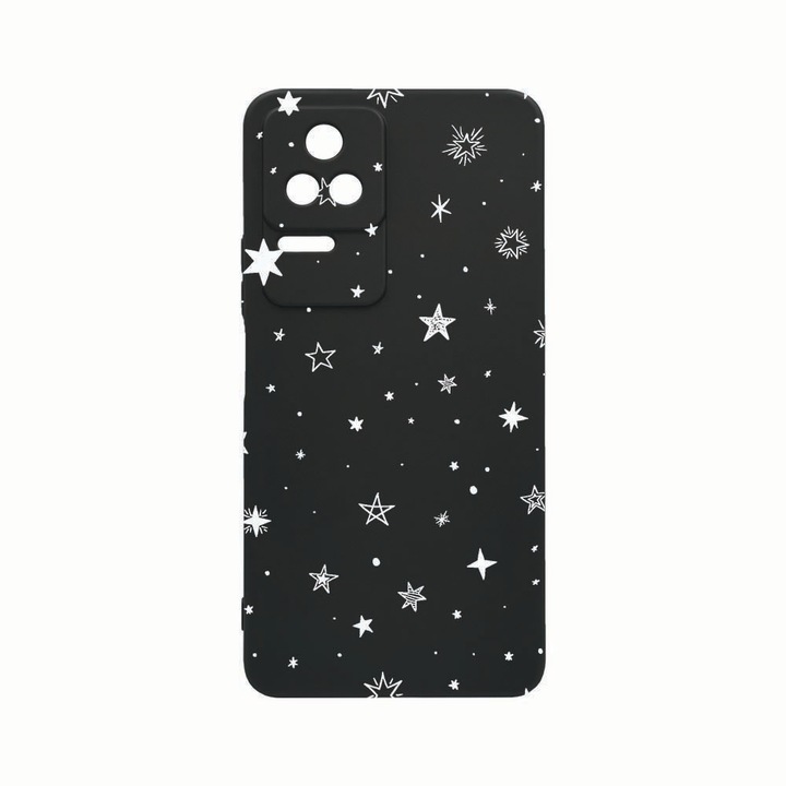 Силиконов калъф Unique за Xiaomi Poco M5s, Stars, Rezistenta la uzura, защита на камерата, Black c-B 143