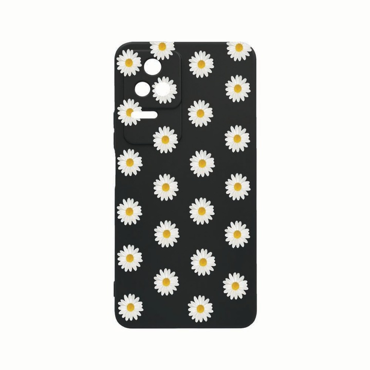 Силиконов калъф Unique за Xiaomi Poco M5s, Happy Flowers Daisy, Rezistenta la uzura, защита на камерата, Black c-B 513
