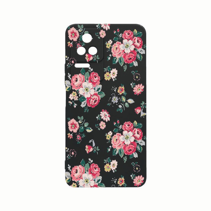 Силиконов калъф Unique за Xiaomi Poco M5s, Pastel Colors Collection Flowers, Rezistenta la uzura, защита на камерата, Black c-B 511