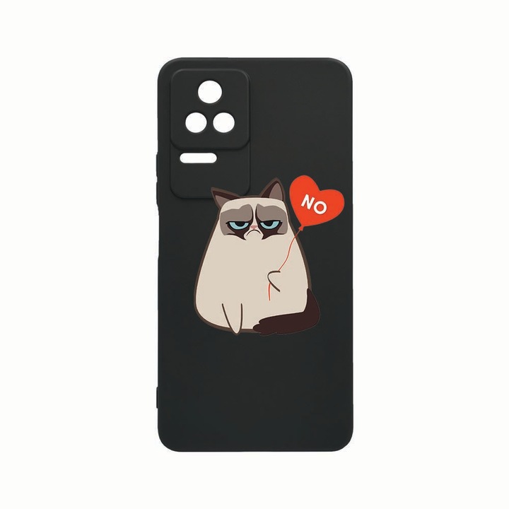 Силиконов калъф Unique за Xiaomi Poco M5s, Meme - Grumpy Says No, Rezistenta la uzura, защита на камерата, Black c-B 657