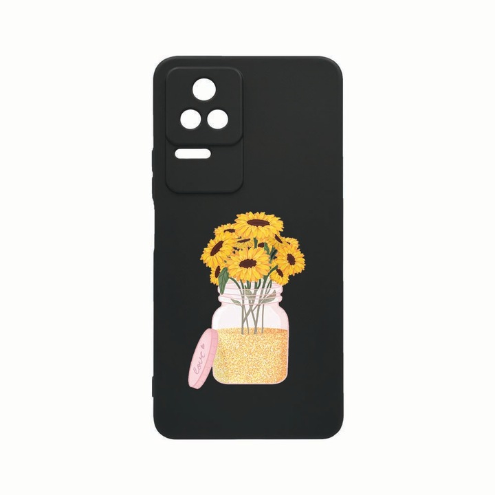 Силиконов калъф Unique за Xiaomi Poco M5s, Sun Flower, Rezistenta la uzura, защита на камерата, Black c-B 639