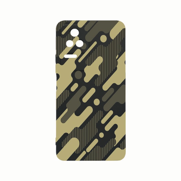 Силиконов калъф Unique за Xiaomi Poco M5s, Green Camouflage, Rezistenta la uzura, защита на камерата, Black c-B 811